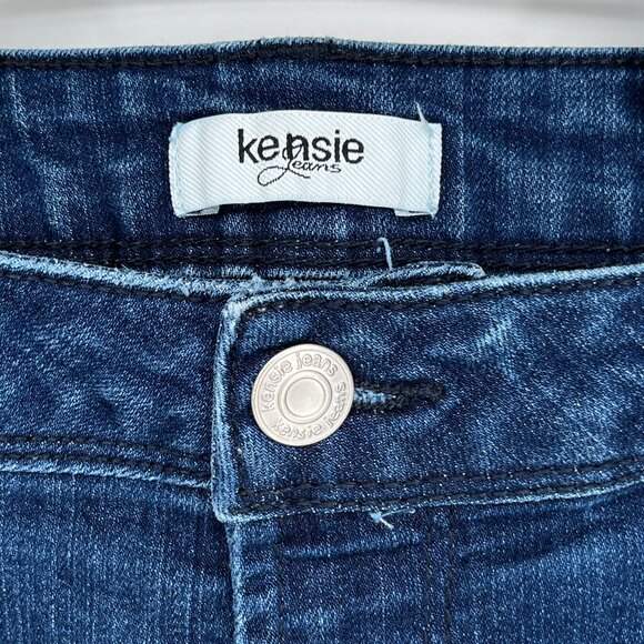 Kensie Jean Frayed Hem Shorts Size 14 32 High Waist Denim Cutoff Boho Trendy - Picture 3 of 7